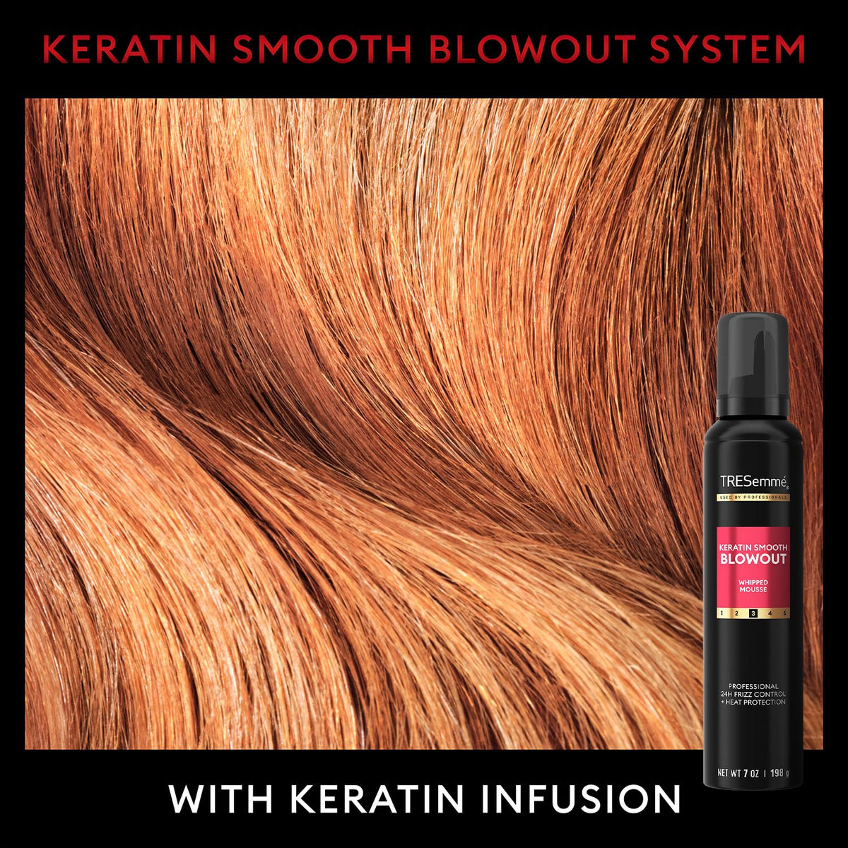 TRESemmé Finishing Spray mist providing 24-hour frizz control.