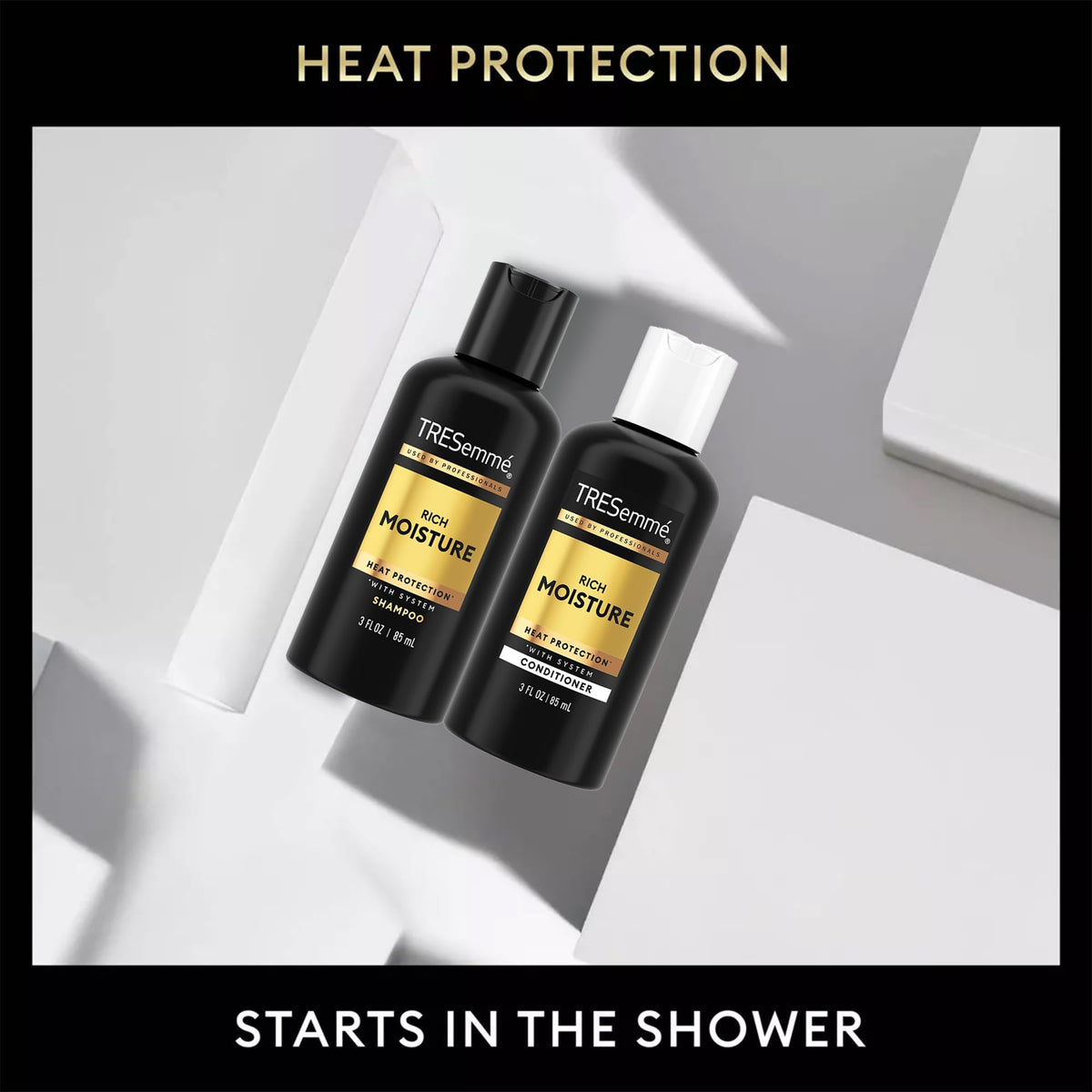 TRESemmé heat protection from shower to styling on the road.