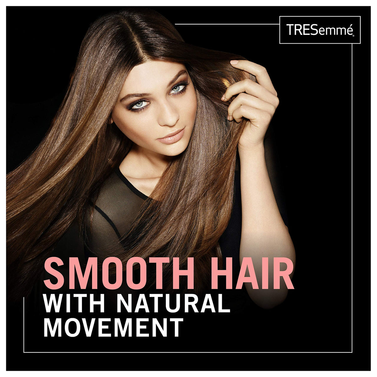 TRESemmé Keratin Smooth Shampoo lather demonstrates detangling and shine during washing.