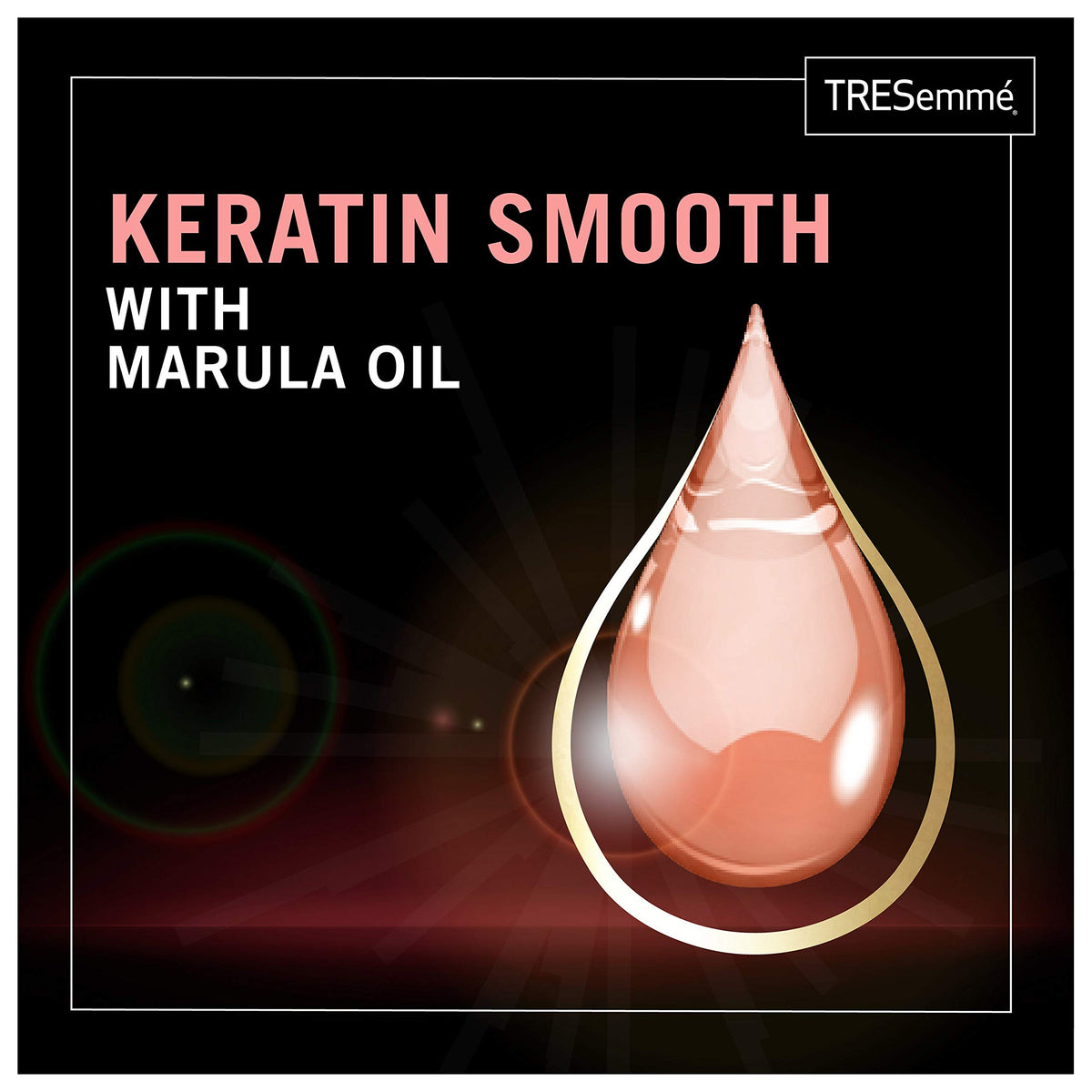 TRESemmé Keratin Smooth system pack highlighting five smoothing benefits in one routine.
