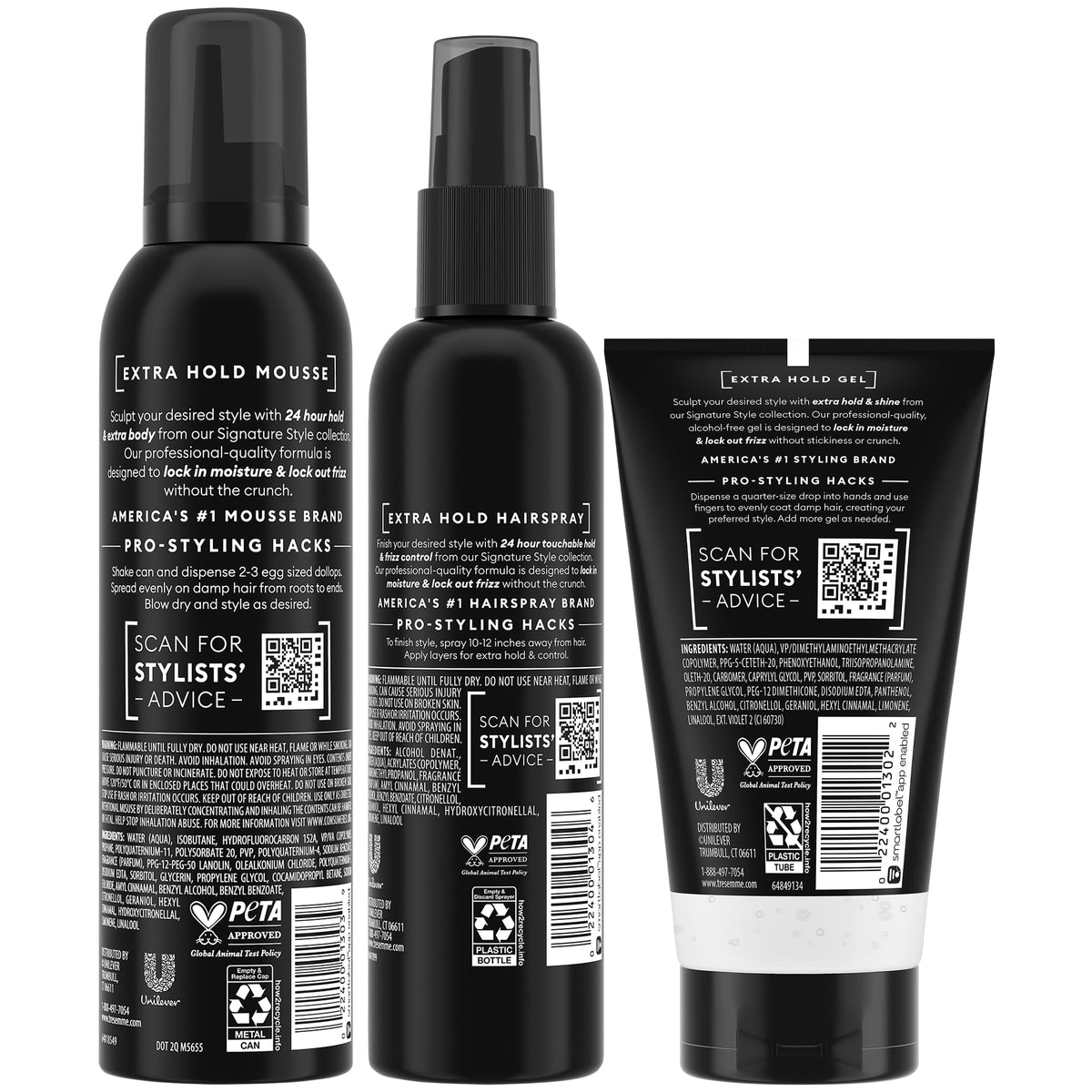 TRESemmé layering hairspray-dispense provides even coverage for a flexible, strong hold.