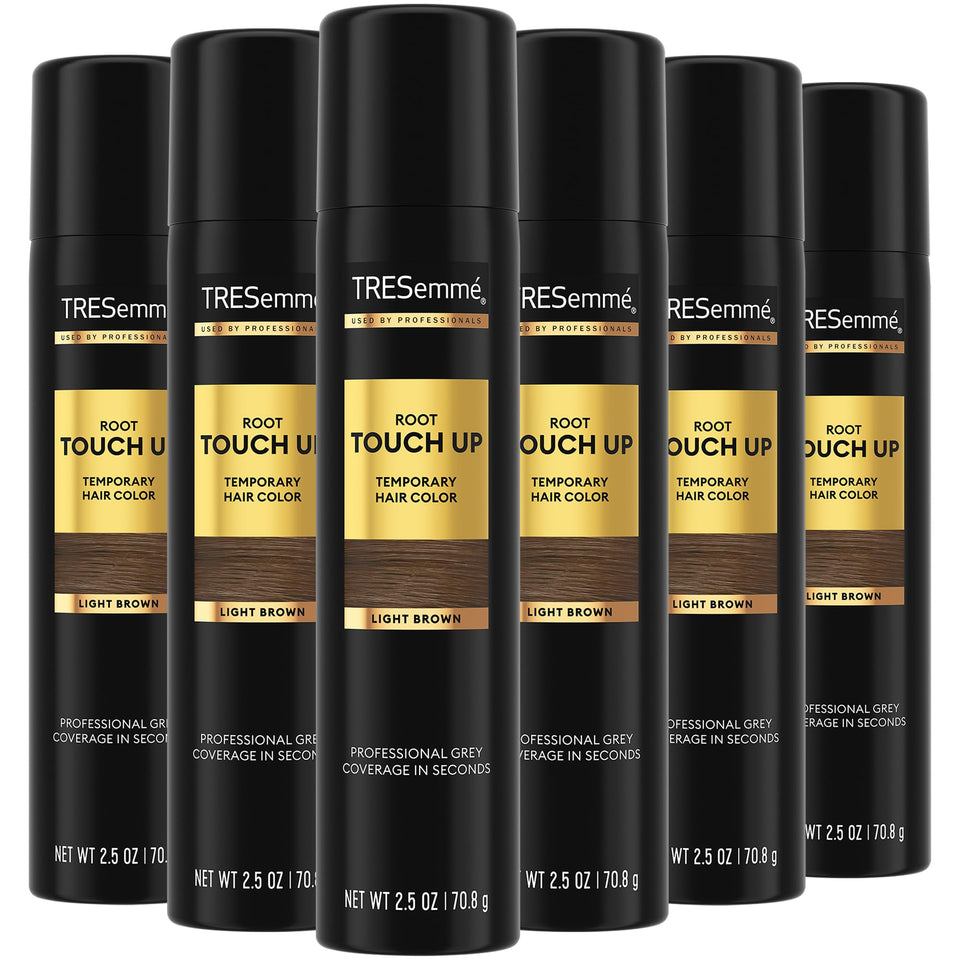 TRESemmé Light Brown Root Touch Up Spray front view pack of six, convenient travel color solution.