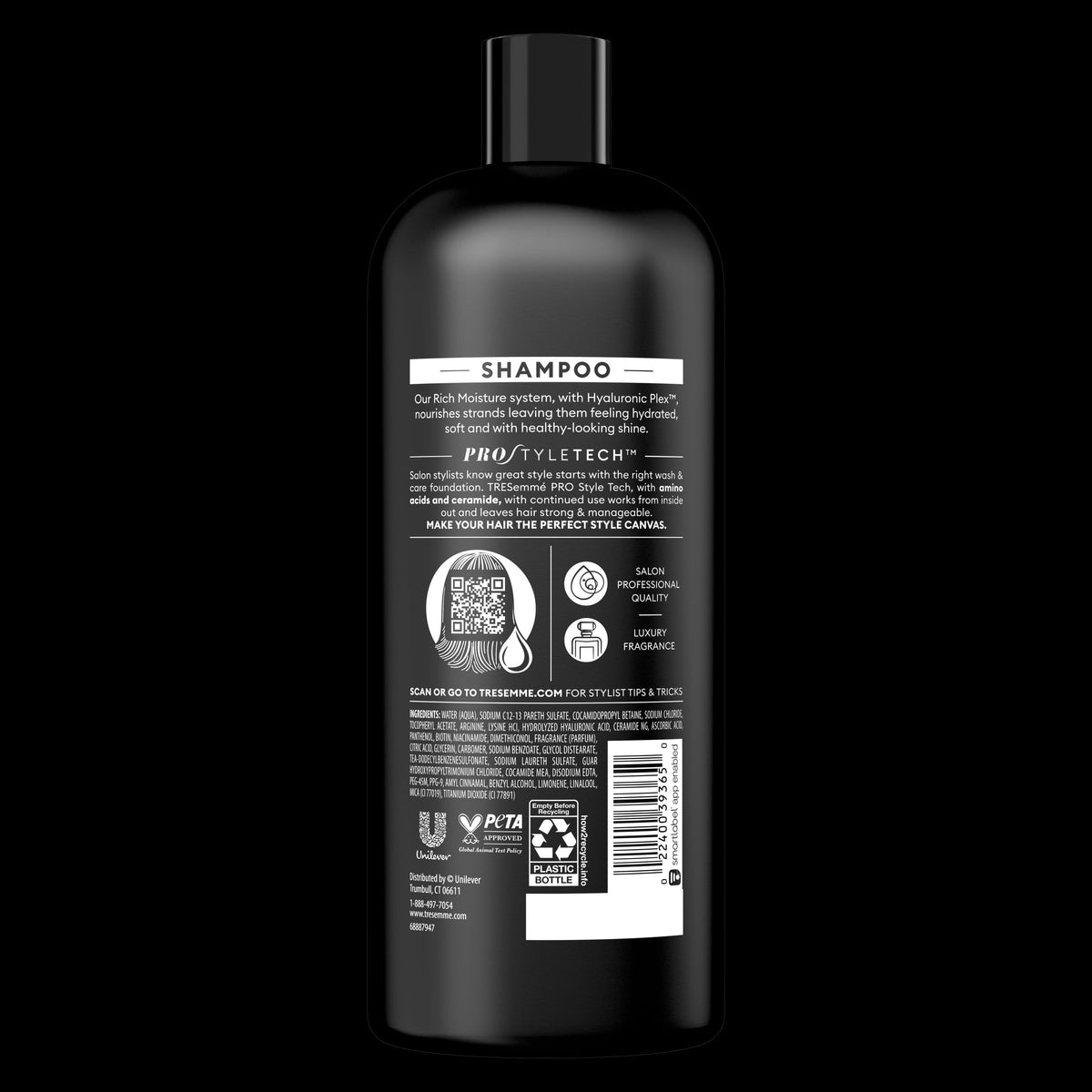 TRESemmé Moisture Rich shampoo lather for soft, manageable hair