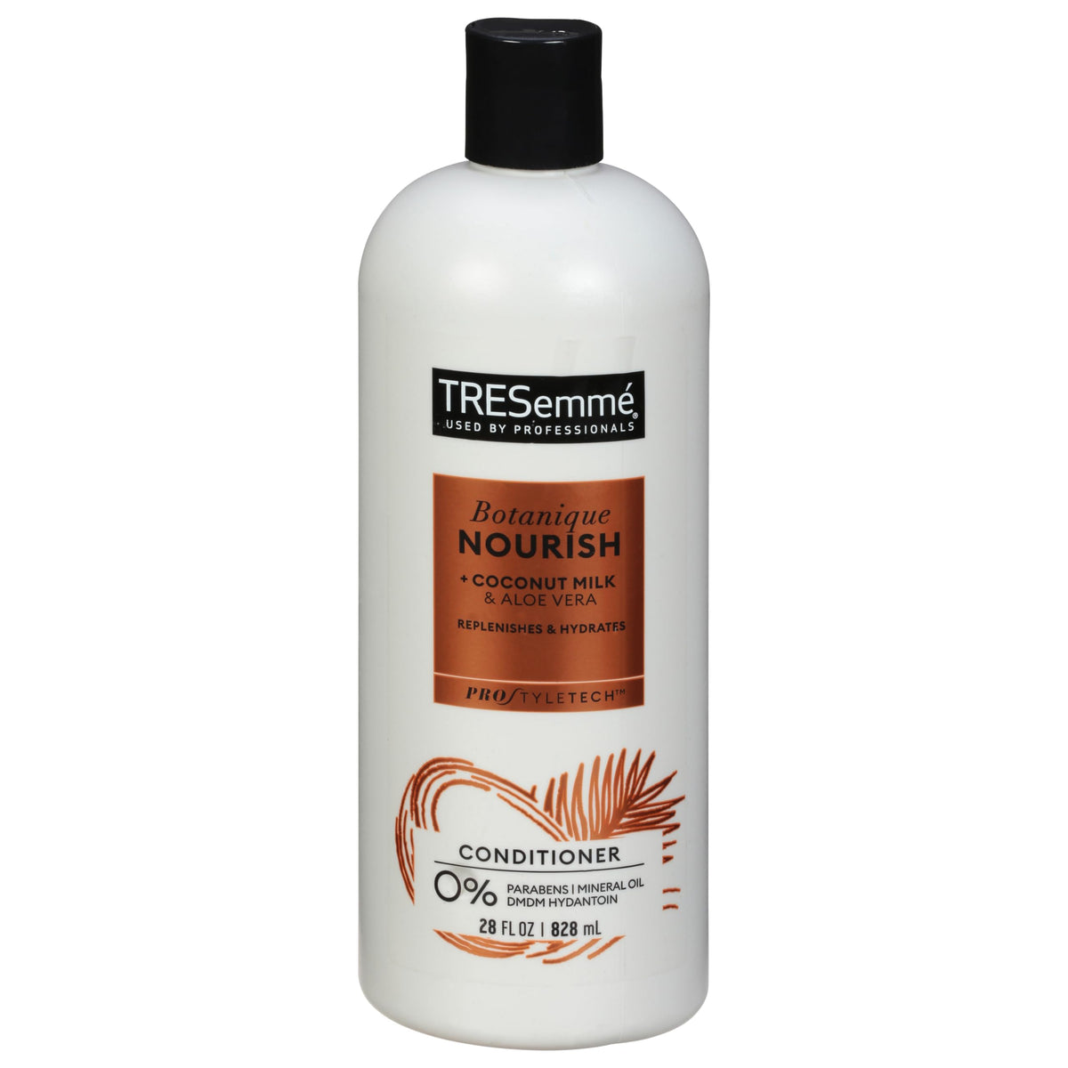 Tresemmé Nourish Coconut Milk & Aloe bottle — hydrating conditioner for smooth, manageable hair.
