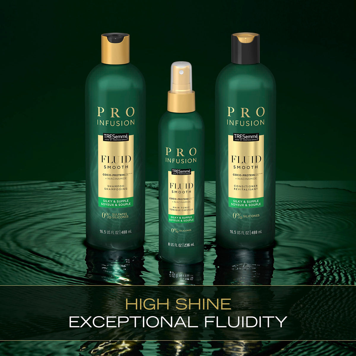 Hands applying TRESemmé Volume Tonic to damp roots for texture.