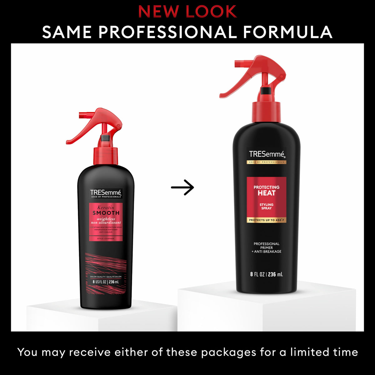 TRESemmé Protecting Heat Spray 450°F shield demonstrates high-heat protection