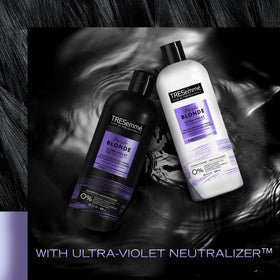 TRESemmé Purple Blonde Conditioner bottle back highlights cruelty-free status.