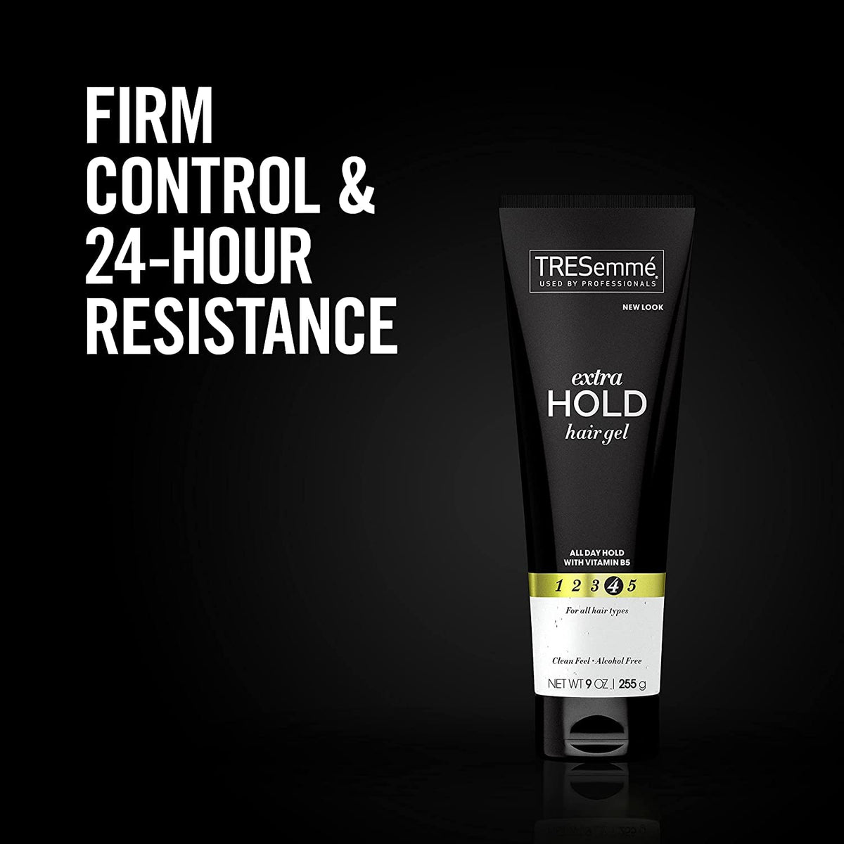 TRESemmé gel application quarter-sized amount guides styling.