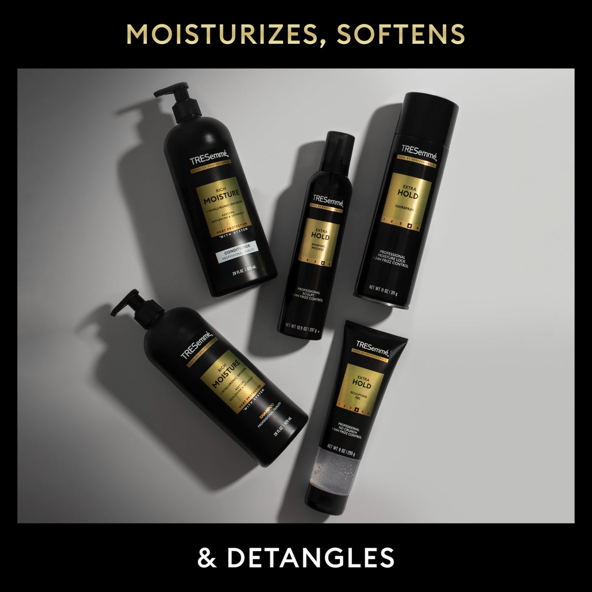 Shampoo with conditioner combo for enhanced moisture and manageability.