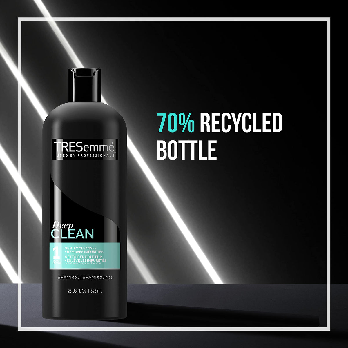 TRESemmé rinse water flow illustrates thorough cleansing without buildup