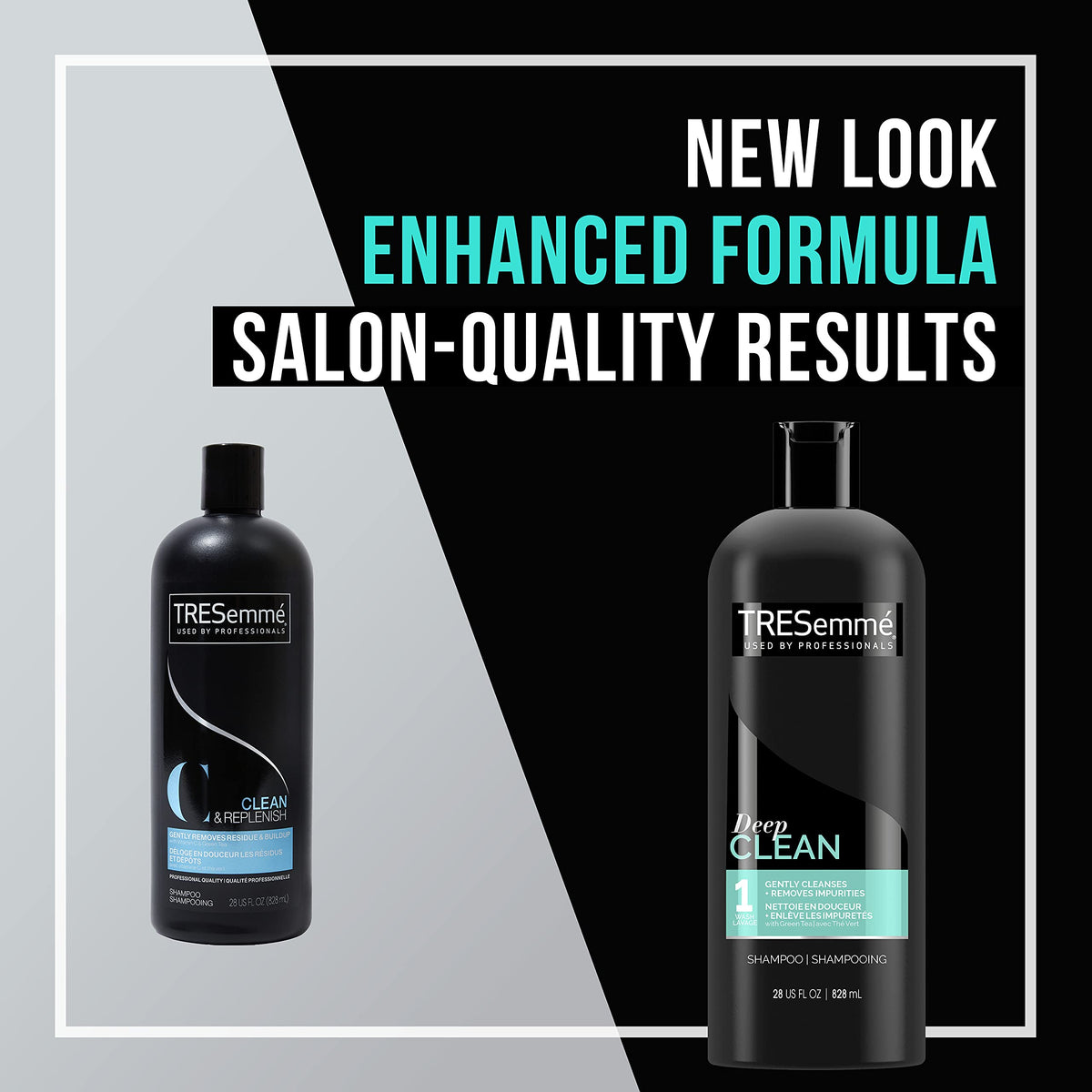 TRESemmé professional-quality shampoo bottle conveys salon-grade cleansing at home