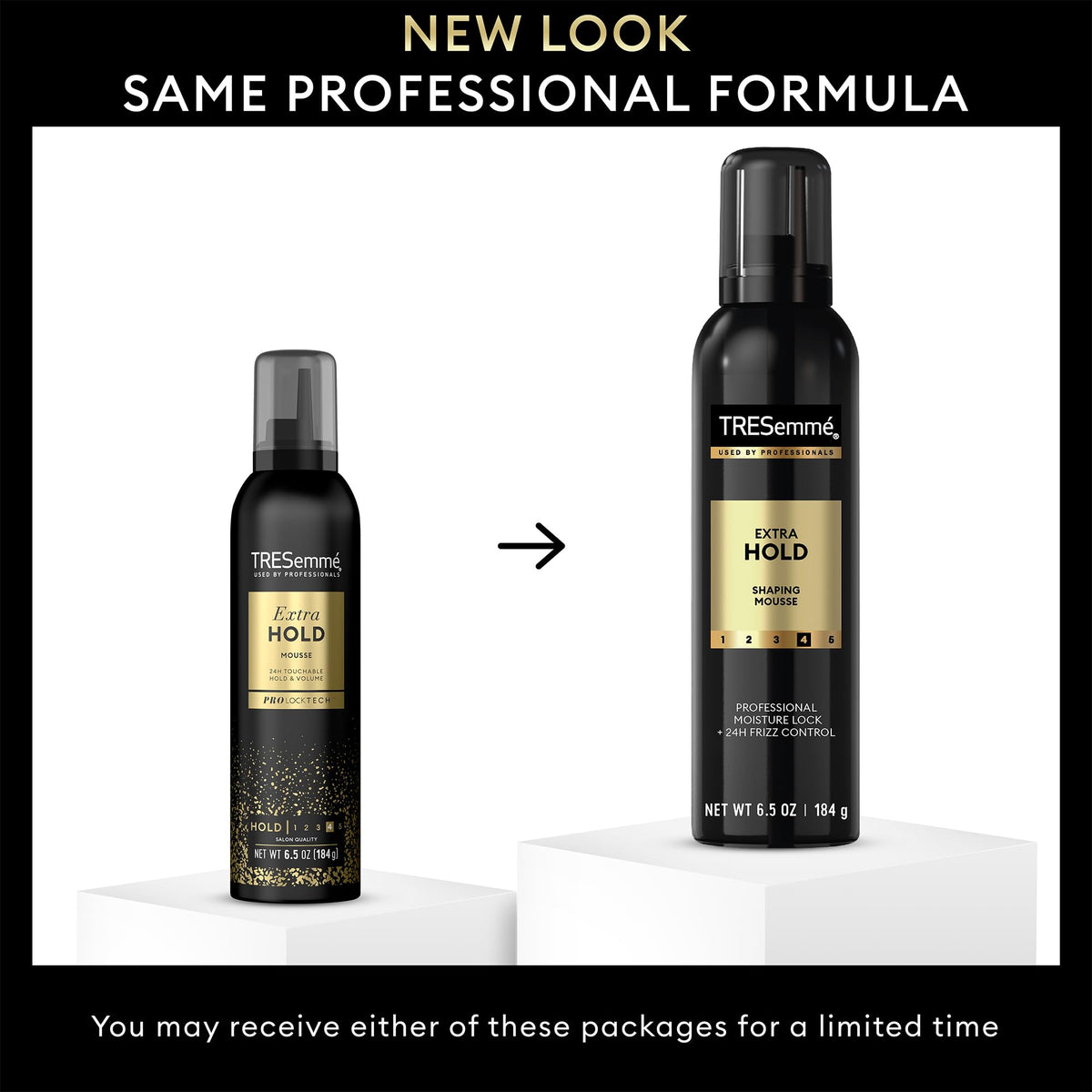 TRESemmé Shaping Mousse hair styling setup shows salon-quality results.