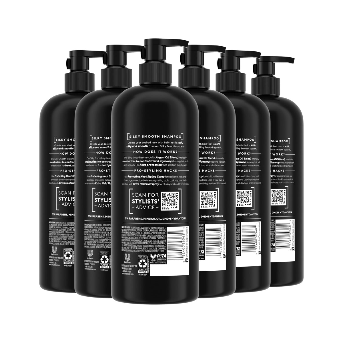 TRESemmé Silky & Smooth shampoo pour action suggests smooth lather and frizz reduction