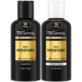 TRESemmé travel shampoo 3oz bottle delivering frizz control on the go.
