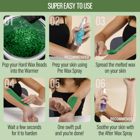 Hard wax beads glide smoothly for bikini and Brazilian waxing