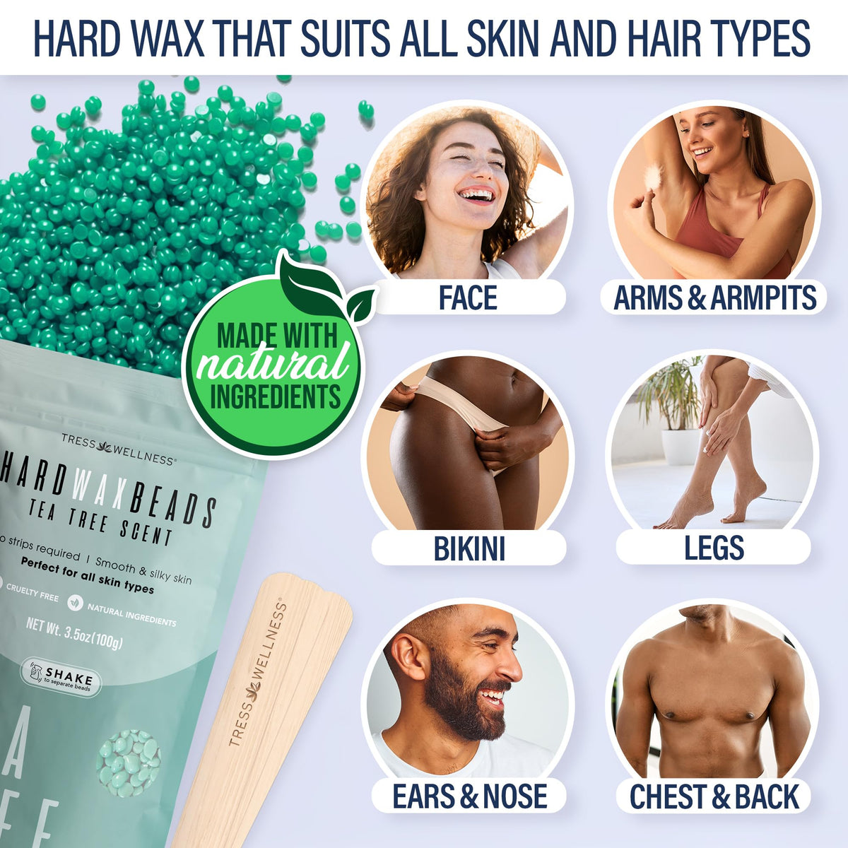 Tress Wellness Deluxe Wax Beads low temp—melts smoothly for comfortable removal sessions