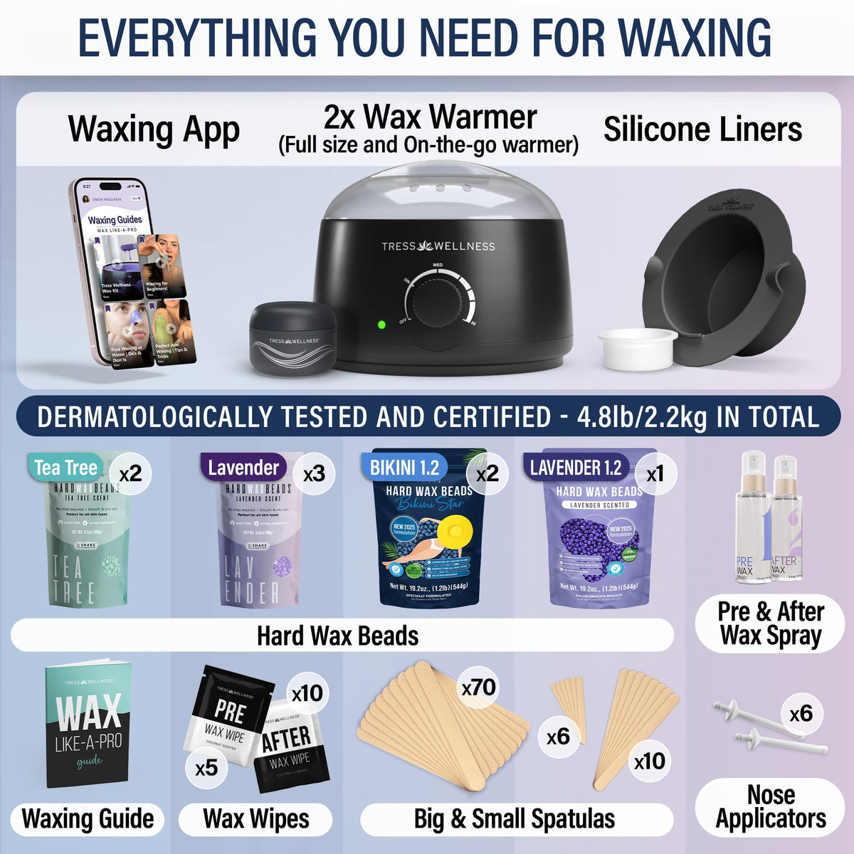 Tress Wellness Deluxe Waxing Kit bikini Brazilian—gentle underarm and bikini waxing at home