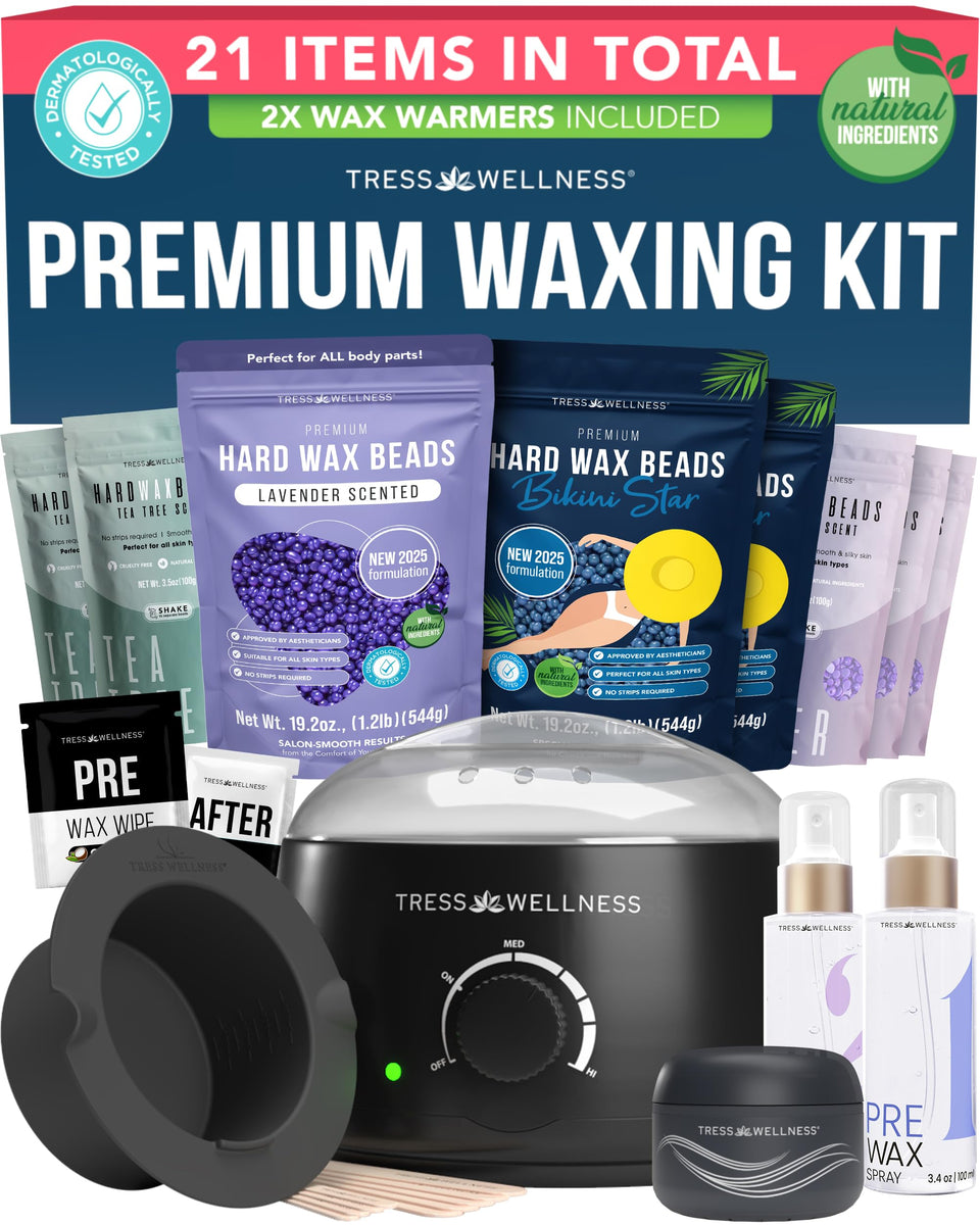 Tress Wellness Deluxe Waxing Kit for face and brows—safe, precise facial waxing at home