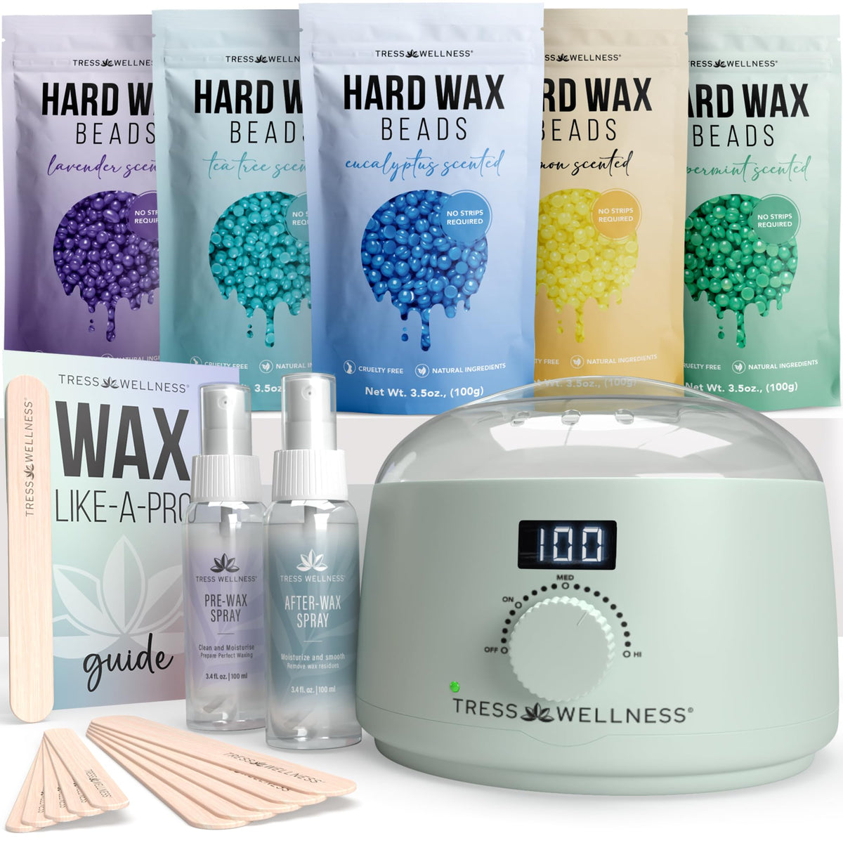 Tress Wellness digital wax warmer with temperature control for precise at-home waxing.