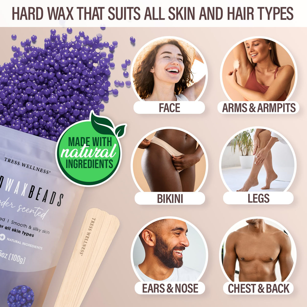 Tress Wellness hard wax beads collection for salon-quality at-home waxing