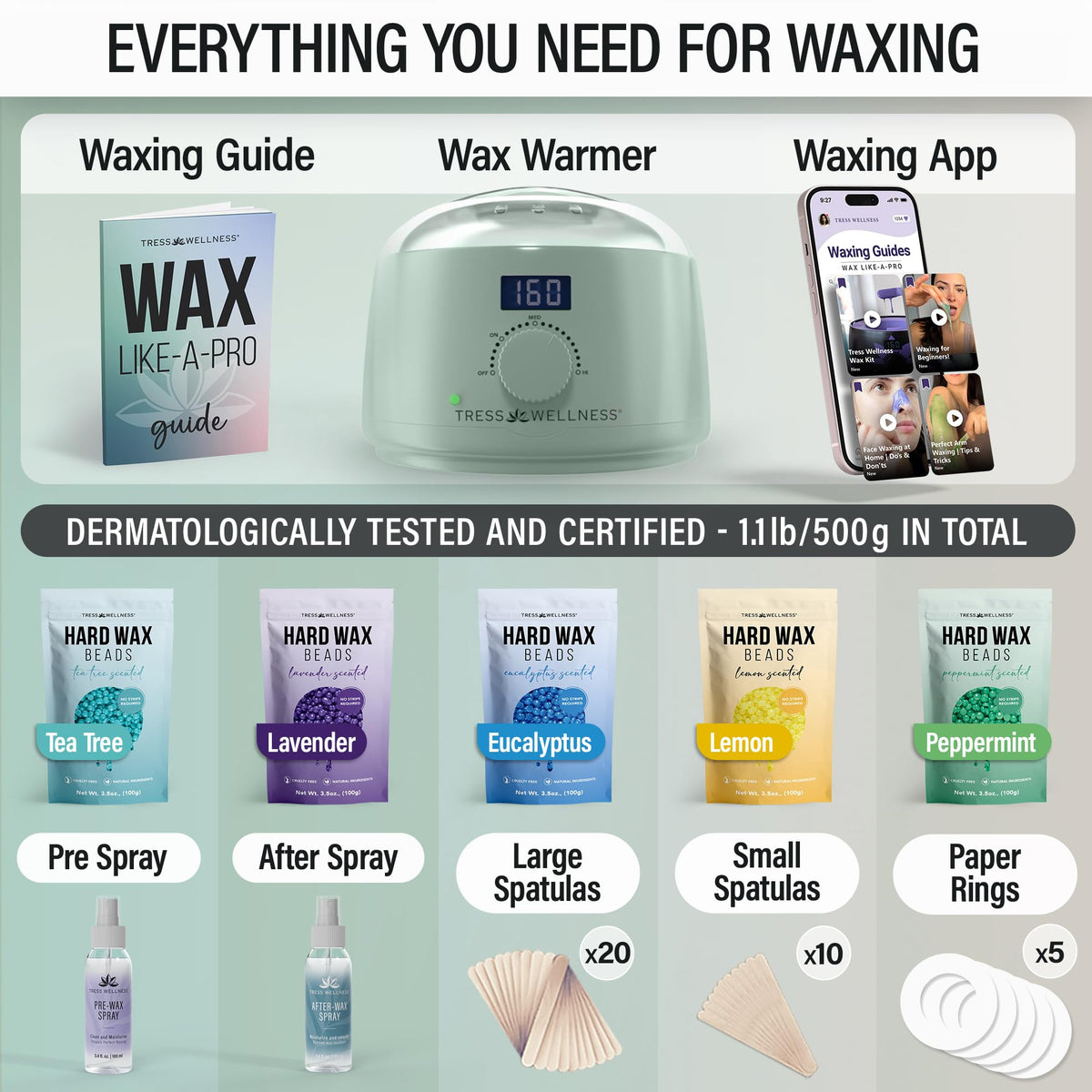 Tress Wellness hard wax beads set for gentle, skin-friendly hair removal.