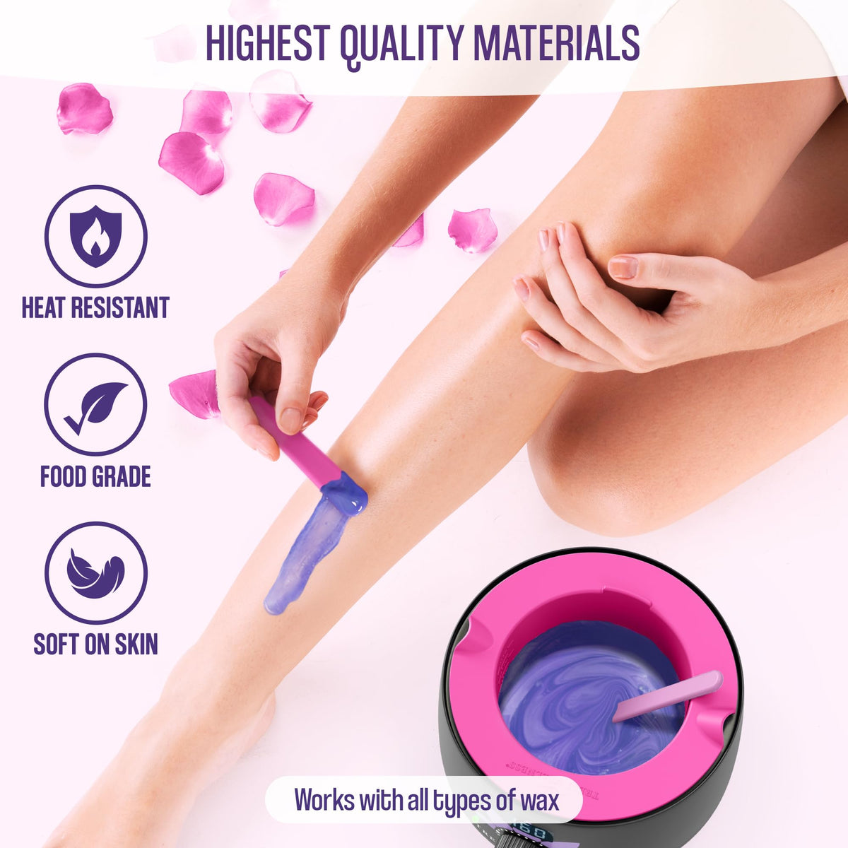 Tress Wellness large silicone application spatula for smooth wax application.