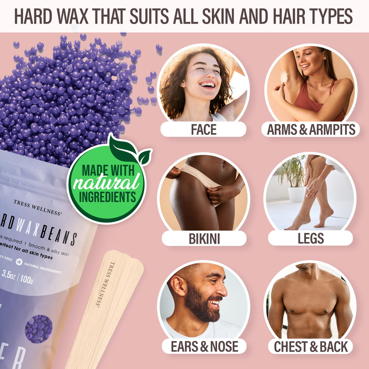 Tress Wellness scented hard wax beads for salon-quality at-home waxing