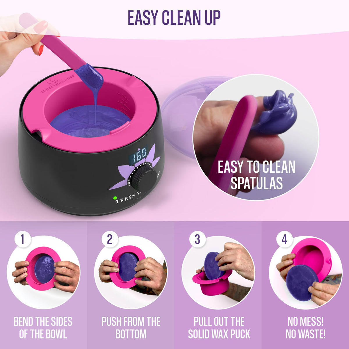 Tress Wellness small silicone application spatula for precise wax use.
