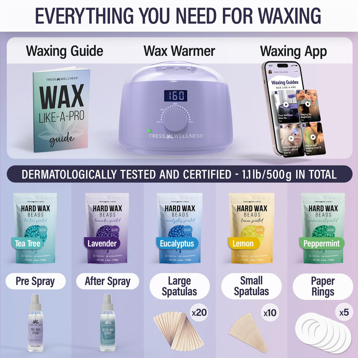 Tress Wellness hard wax bead bags offering soothing options for sensitive skin.