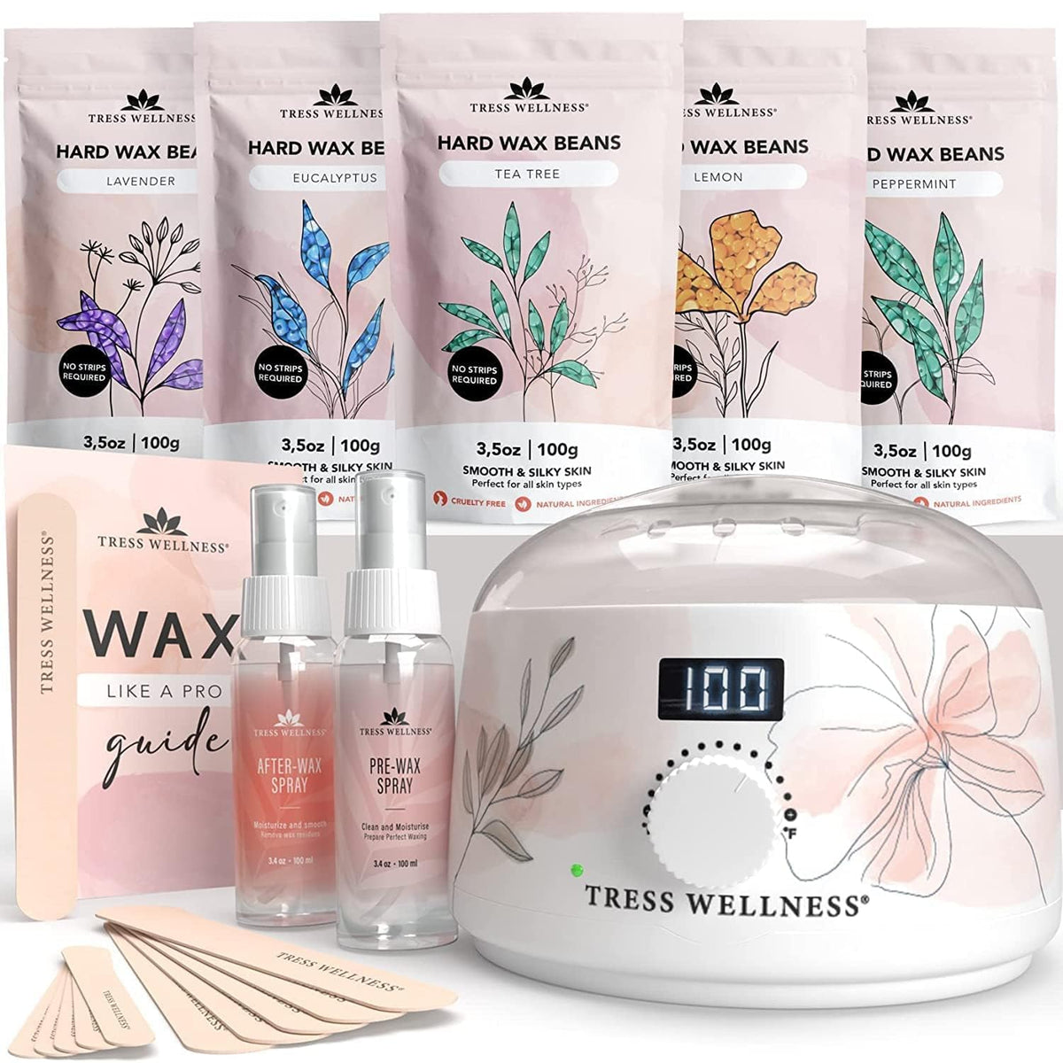 Tress Wellness waxing kit digital display warmer for precise temperature control