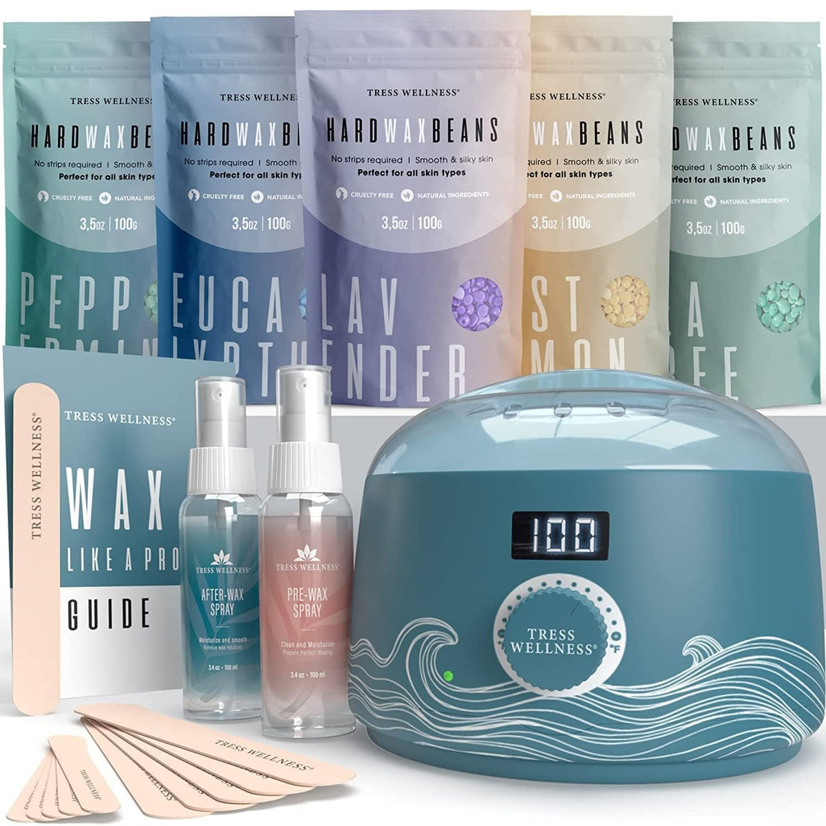 Tress Wellness waxing kit digital warmer provides precise temperature control for smooth waxing