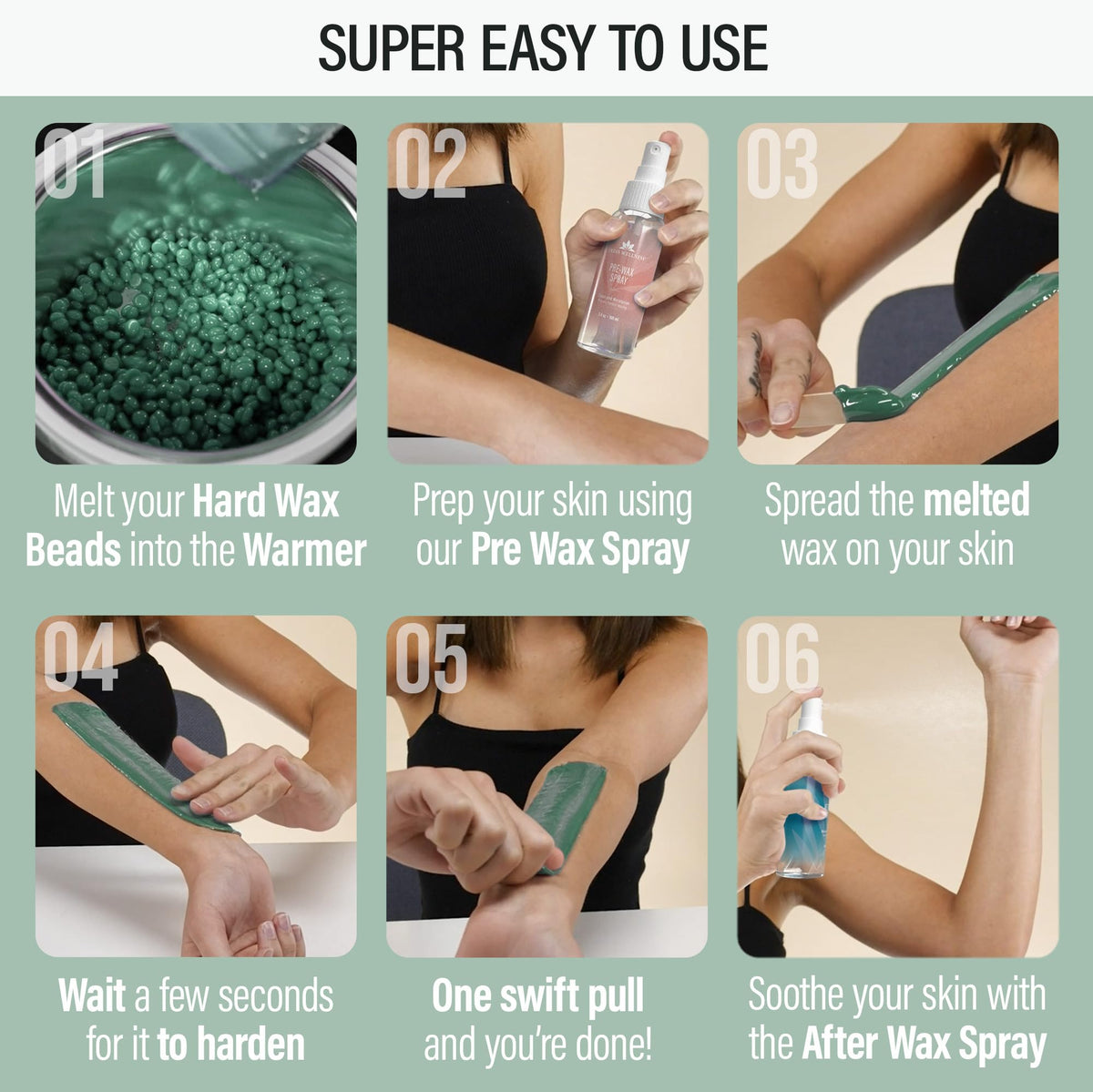 Tress Wellness pre-wax spray prepping skin for better wax adhesion