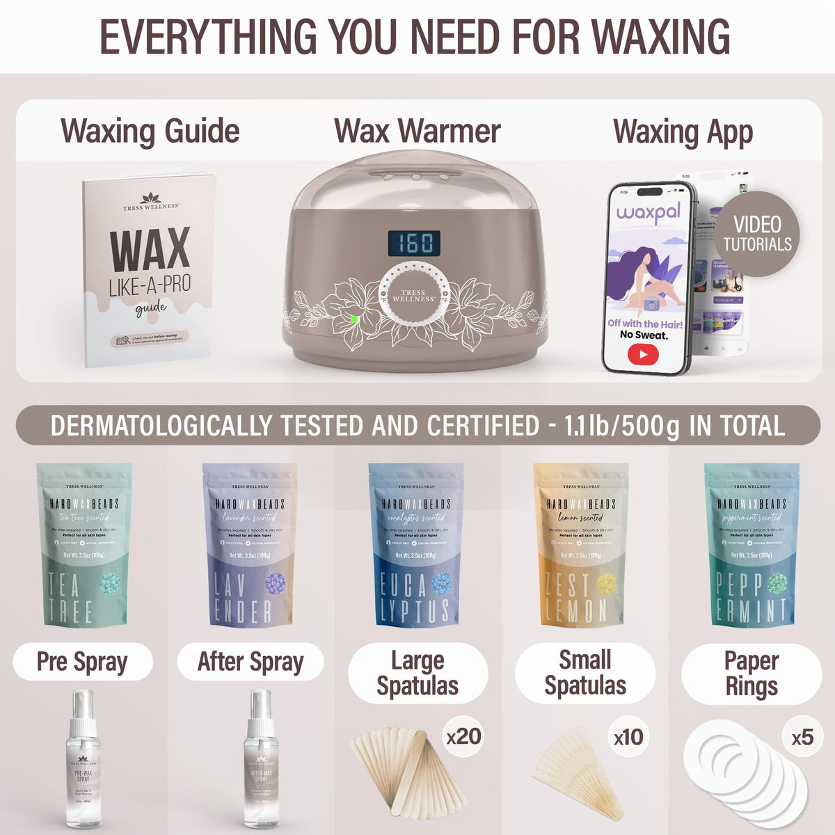 Tress Wellness waxing sticks for clean, controlled application