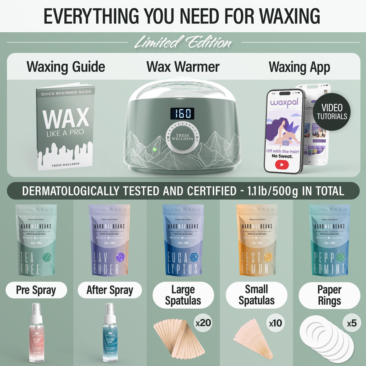 Tress Wellness waxing sticks for clean, precise applications and easy cleanup