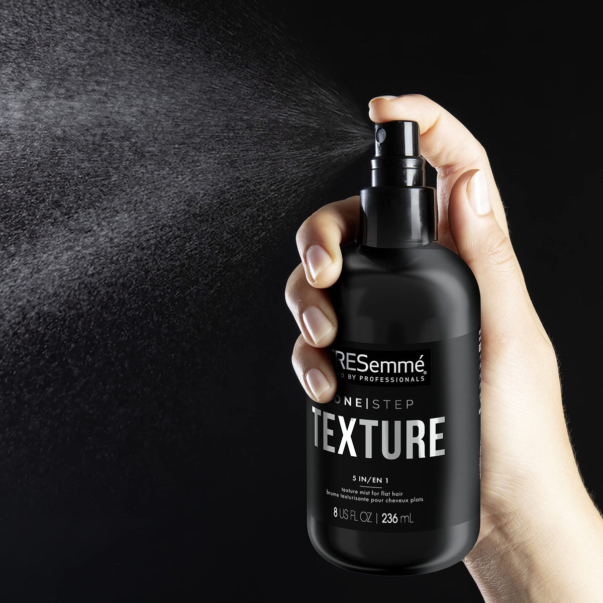 TRESemme texture mist before-after shot highlighting added grip and movement
