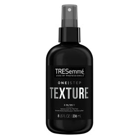 TRESemme One Step 5-in-1 Texture Mist bottle showing grip-enhancing formula for flat hair