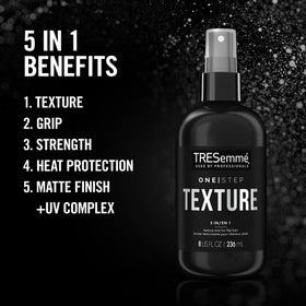 TRESemme texture mist close-up highlighting matte finish and beachy texture