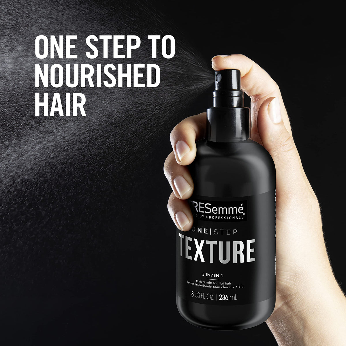 TRESemme One Step Texture Mist spray in action for quick texture and grip