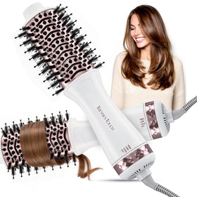 Tresses Touch 4-in-1 travel styler in action for quick drying and styling on the go.