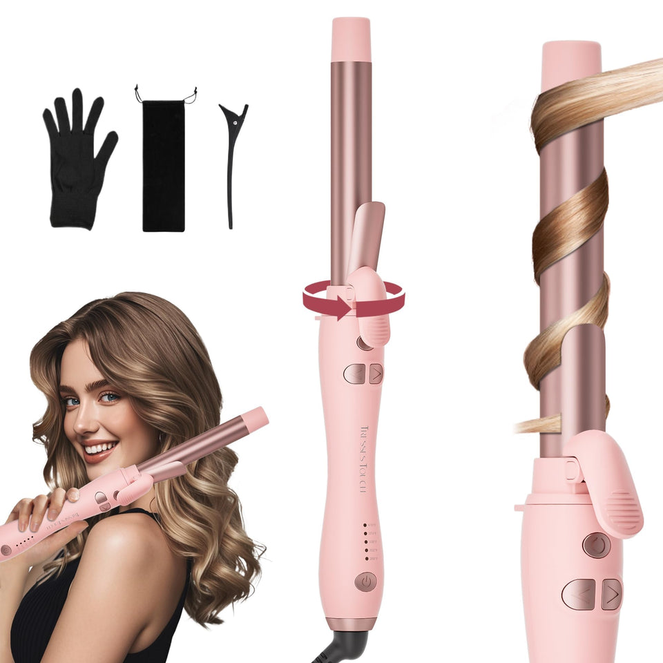 Tresses Touch extra-long barrel rotating curling iron 1 inch delivers smooth, loose curls quickly.