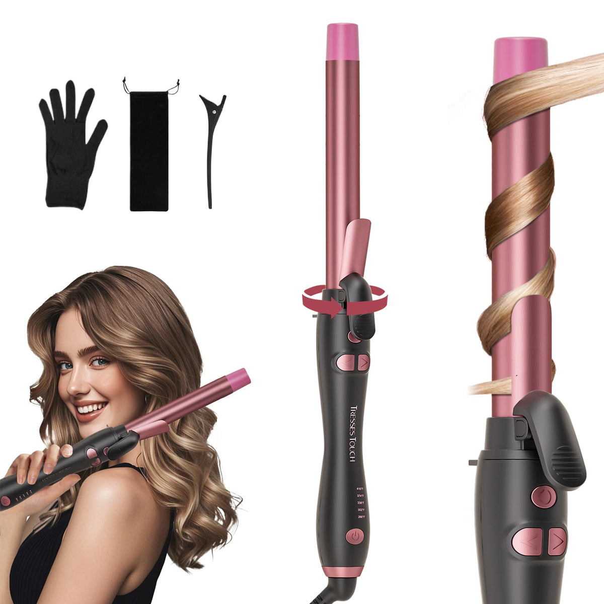 Tresses Touch extra-long barrel curling iron ready to create loose waves