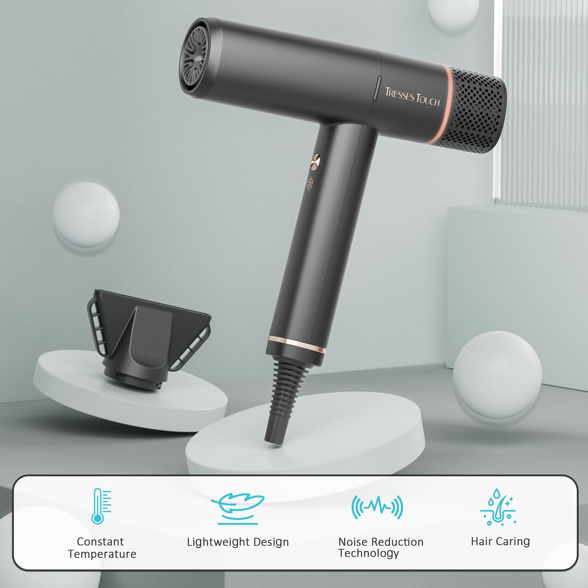 Tresses Touch hair dryer ionic technology for smoother shine and frizz control