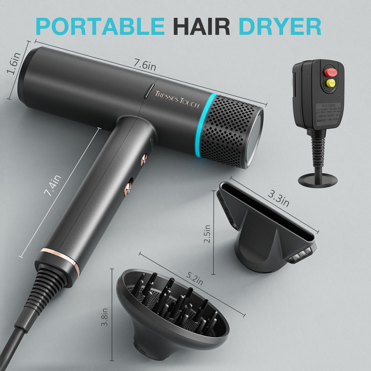 Tresses Touch hair dryer travel-friendly compact form for on-the-go styling