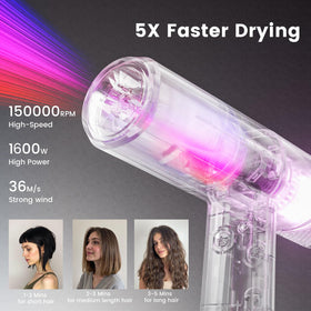 Tresses Touch hair dryer with diffuser attached delivering even airflow for smooth volume