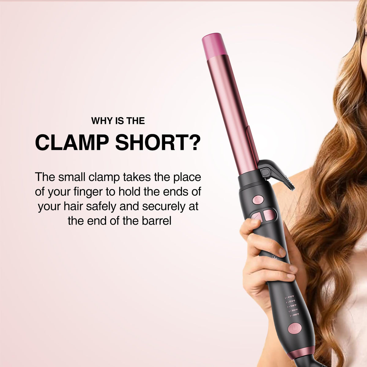 Tresses Touch lightweight curling iron designed for one-handed use