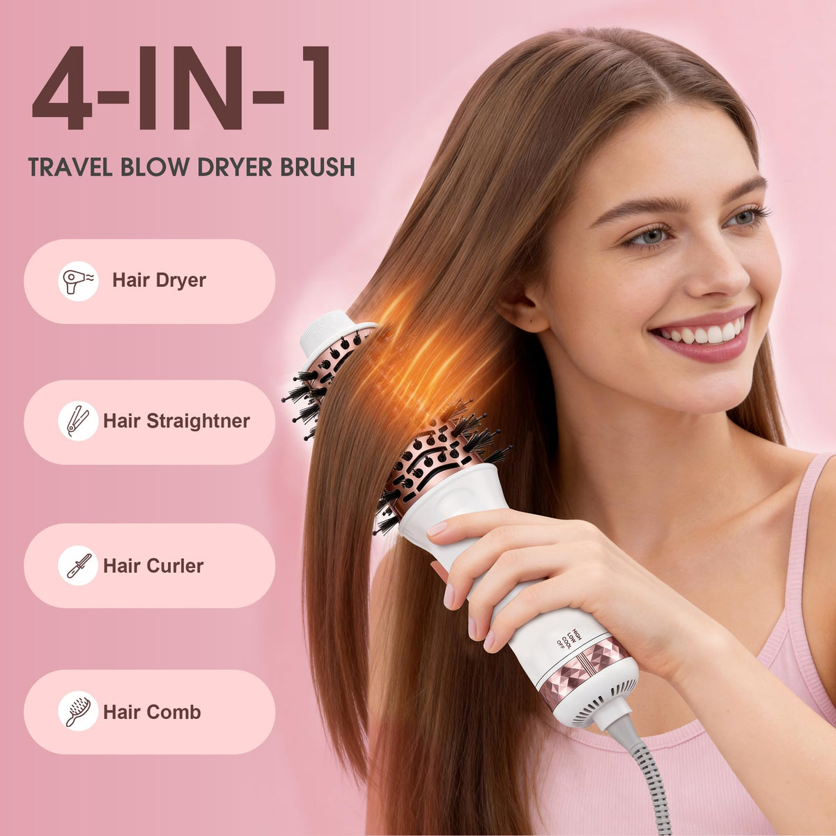 Tresses Touch mini 2-inch dryer-brush delivering salon-like results in compact form.