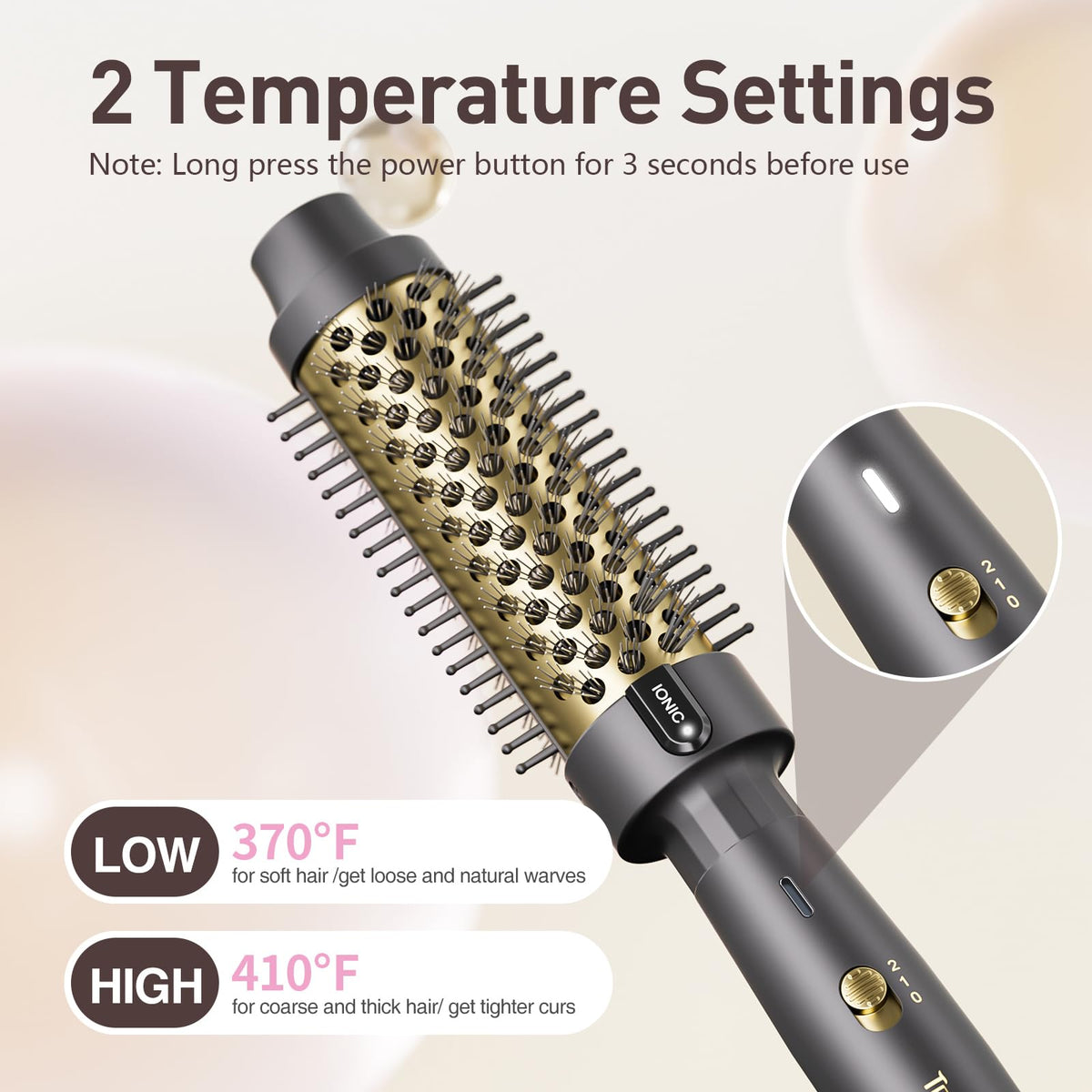 Tresses Touch Thermal Brush ceramic barrel ensures even heat and volume.