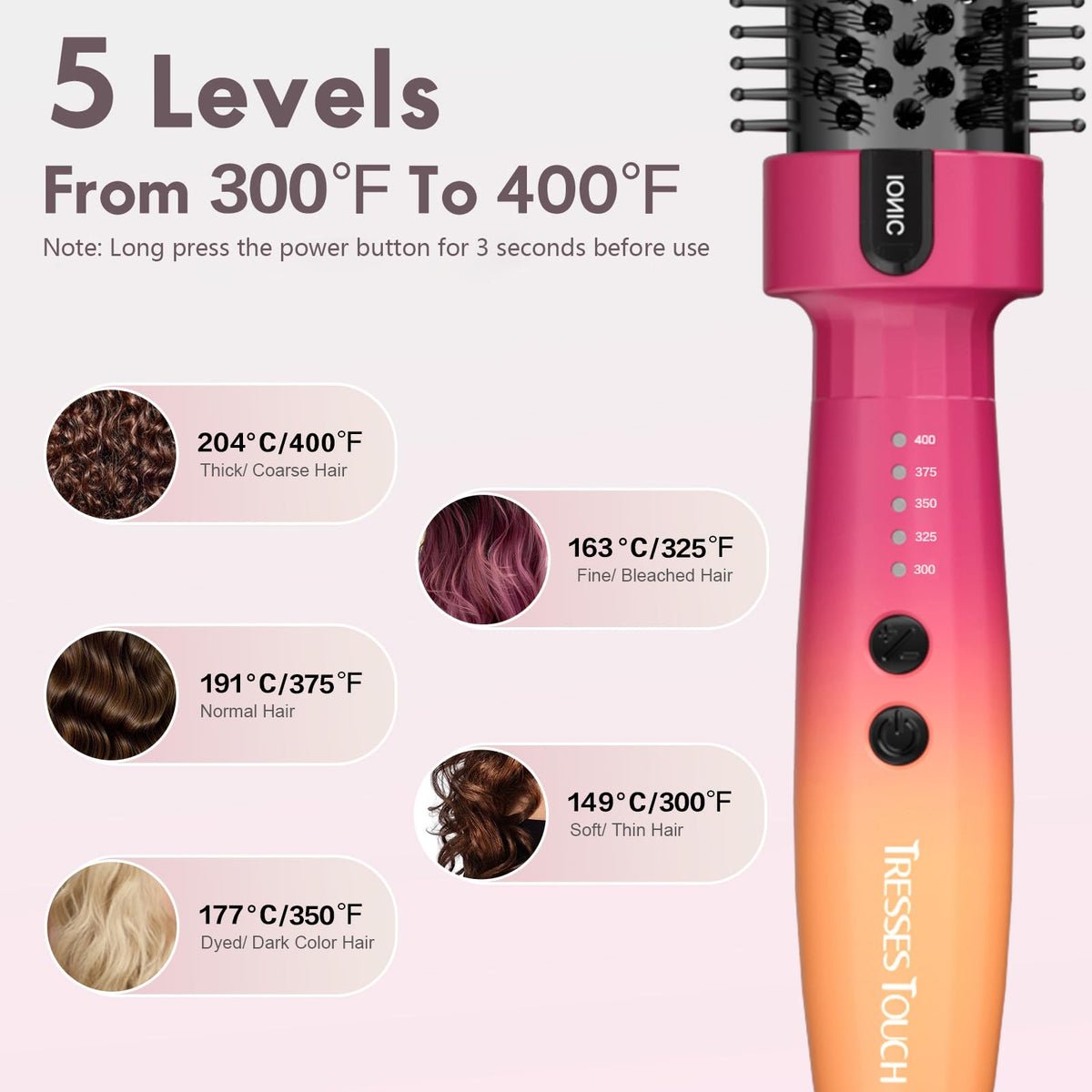 Tresses Touch ceramic barrel delivers even heat distribution for consistent styling