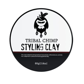 Tribal Chimp Hair Styling Clay bottle shows matte finish for natural texture and hold.