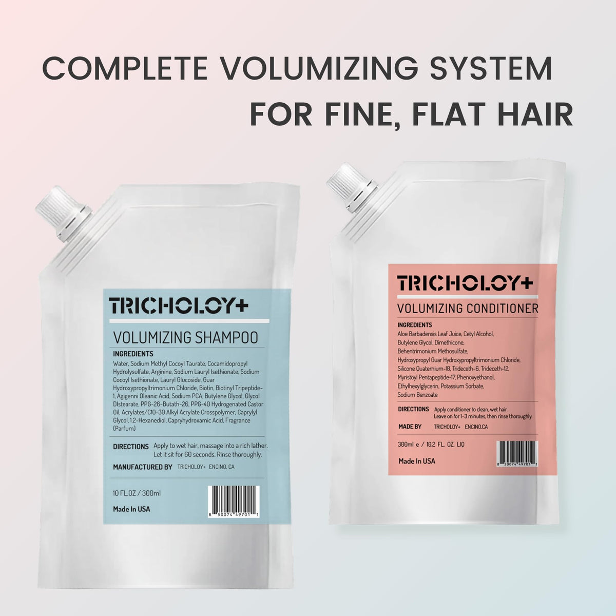Tricholoy+ Color-safe formula label communicates gentle care.